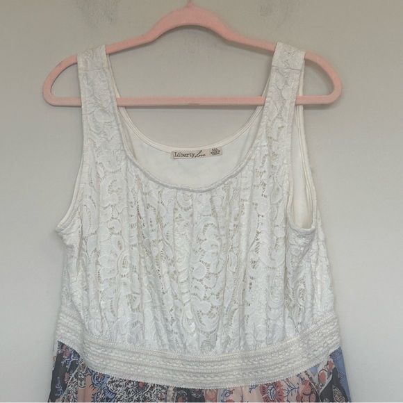 Liberty Love Blue and Cream Patchwork mid Dress size 3X Boho Vacation - Picture 5 of 8